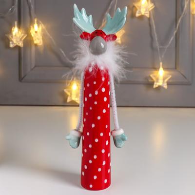 Фигурка керамика «Высокий лось», красный с бирюзовыми рогами, 22.3×5×6.3 см