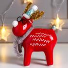 Сувенир керамика "Лосик в колпаке и очках" красный 15,5х6,5х10,7 см - фото 21354164