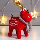 Сувенир керамика "Лосик в колпаке и очках" красный 15,5х6,5х10,7 см - фото 21354165