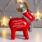 Сувенир керамика "Лосик в колпаке и очках" красный 15,5х6,5х10,7 см - фото 21354166