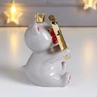 Сувенир керамика "Мишка в короне, с большой золотой звездой" 11,2х7,7х7,8 см (комплект 2 шт) - фото 21354173