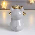 Сувенир керамика "Мишка в короне, с большой золотой звездой" 11,2х7,7х7,8 см (комплект 2 шт) - фото 21354174