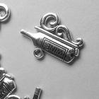 Декор металл для творчества "Бутылка вина на подставке" серебро 8207 1,6х2,1 см (комплект 12 шт) - фото 21354218