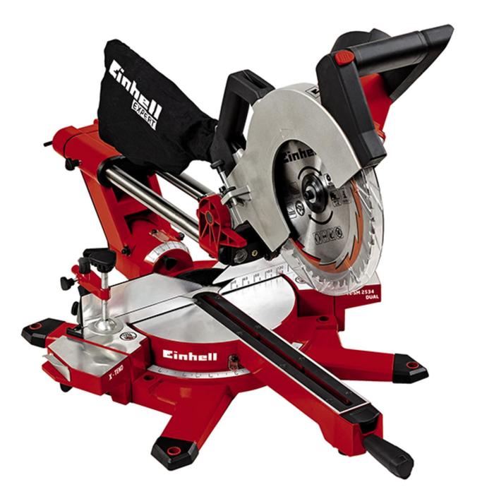 Пила торцовочная Einhell TE-SM 2534 Dual, 1800 Вт, 5100 об/мин, диск 250х30 мм, протяжка