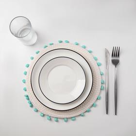 Салфетка сервировочная на стол Доляна «Бирюза», d=25 см, цвет белый