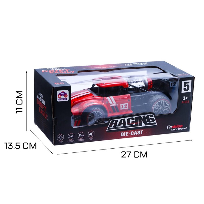 Машина радиоуправляемая «Хот-род», эффект дыма, свет и звук, работает от аккумулятора, цвет красный 50931