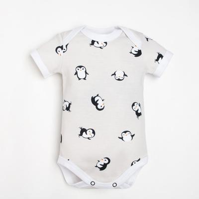 Боди Крошка Я "Пингвин", рост 74-80 см, серый
