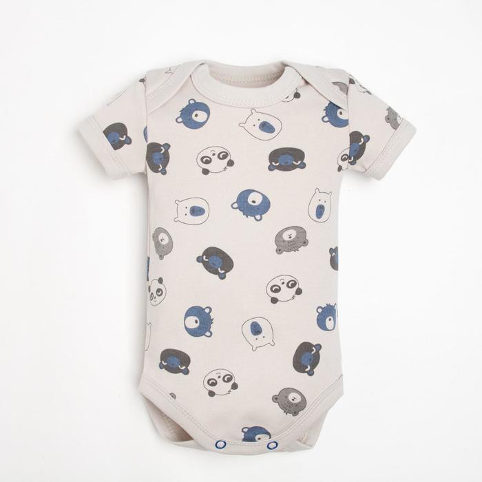 Боди детское Крошка Я «Мишка», рост 80-86 см, серое - Фото 1