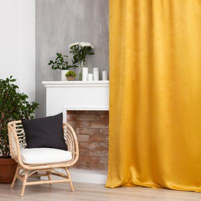 Штора портьерная «Этель. Классика», жёлтая, 130×300 см