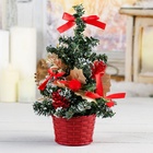 Искусственная ёлка настольная «Зимнее волшебство. Новогодний восторг», 20 см, красные банты, ветки ПВХ отгибаются - Фото 3
