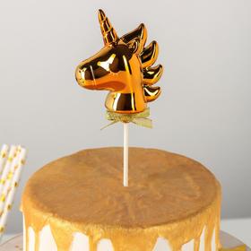 Топпер для торта «Единорог», 21×7 см, цвет золотой
