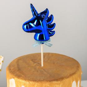 Топпер для торта «Единорог», 21×7 см, цвет синий