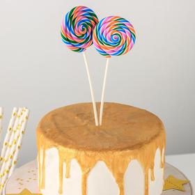 Набор топперов для торта «Карамель», 2 шт, 16,5×5 см, цвет МИКС