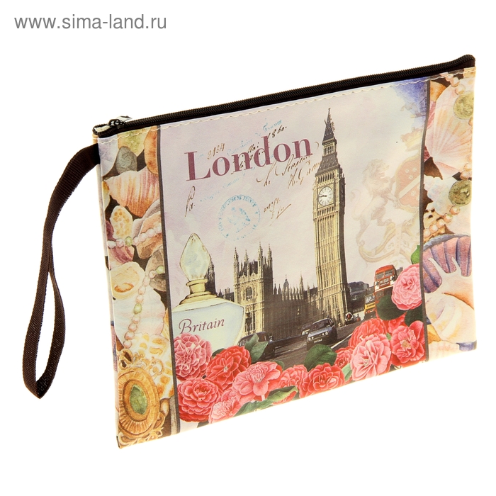 Косметичка простая London, 1 отдел на молнии, с ручкой, матовая, цветная - Фото 1