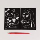 Гравюры для малышей «Зайка и кошечка» А6, 2 шт. - фото 45691023