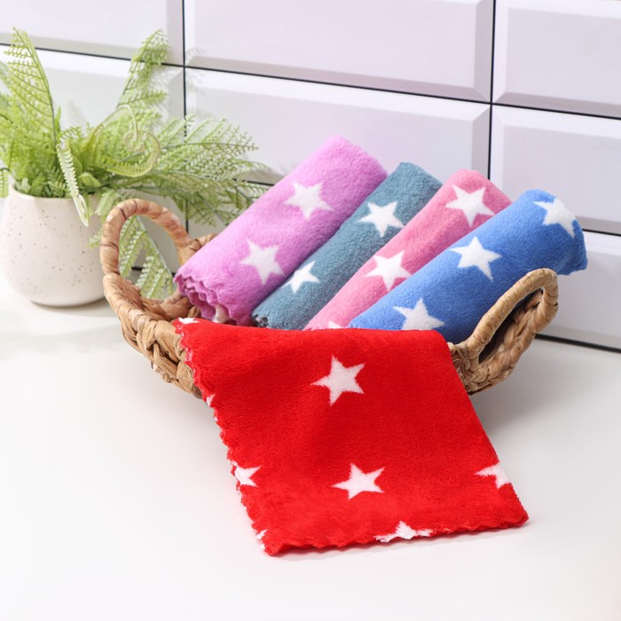 Салфетка для уборки Доляна «Звезды», микрофибра махровая, 30×30 см, цвет МИКС - Фото 1