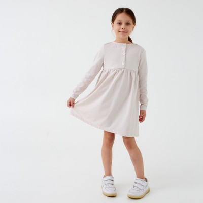 Платье для девочки KAFTAN: Amore с длинным рукавом, бежевое, рост 134-140 см