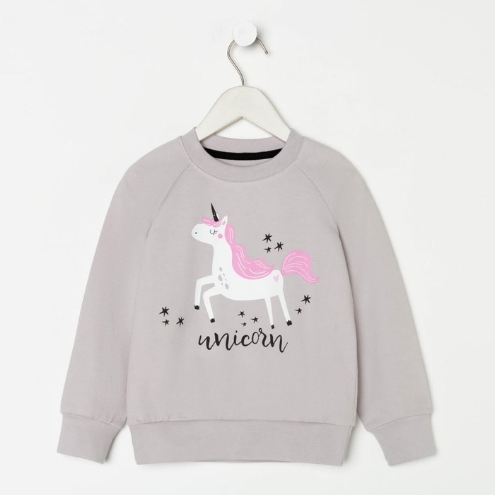 Свитшот для девочки KAFTAN: Unicorn, серый, размер 34 (122-128 см)