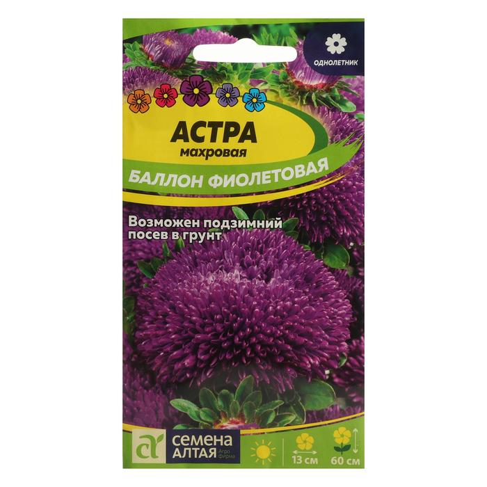 Семена цветов Астра "Баллон", фиолетовая, Сем. Алт, ц/п, 0,05 г - Фото 1