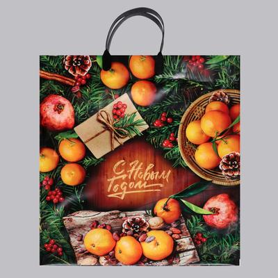 Пакет подарочный новогодний «Вкусный праздник», полиэтиленовый с пластиковой ручкой, 40×44 см