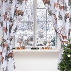 Новогодний комплект штор для кухни с подхватами "Сказочный лес" 145х180см-2 шт., габардин - фото 318612762