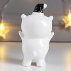 Фигурка керамика «Медвежонок в новогоднем колпаке», белый с золотом, 11×5.5×6.7 см 6436038