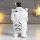 Фигурка керамика «Медвежонок в новогоднем колпаке», белый с золотом, 11×5.5×6.7 см 6436038