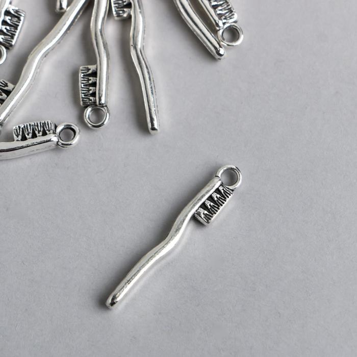 Декор металл для творчества "Зубная щётка" серебро 4123 2,9х0,4 см - Фото 1