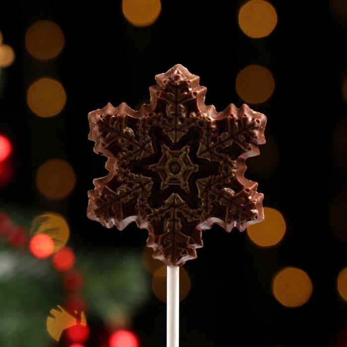 Шоколад фигурный «Снежинка на палочке», 45 г - Фото 1