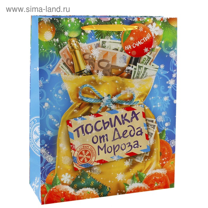 Пакет ламинированный MS Посылка от Деда Мороза блестки - Фото 1