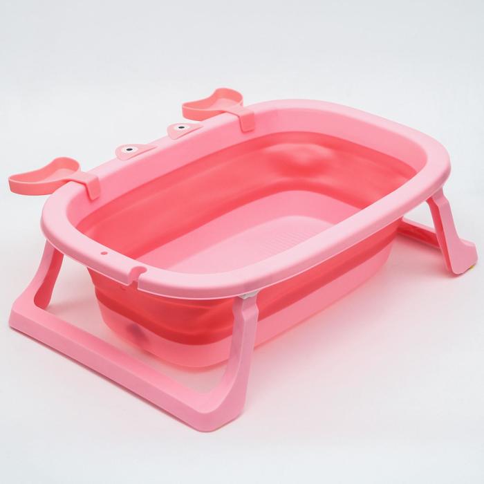 Ванночка детская складная со сливом, «Краб», 67 см., цвет розовый - Фото 1