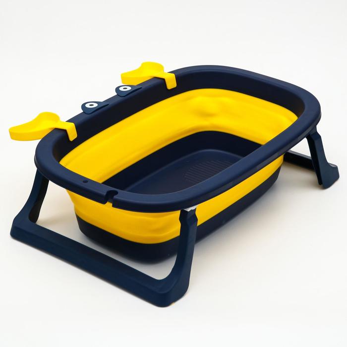 Ванночка детская складная со сливом, «Краб», 67 см., цвет синий/желтый - Фото 1