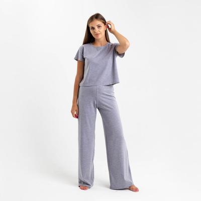 Пижама женская (футболка, брюки) KAFTAN Basic, размер 40-42, серая