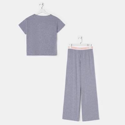 Пижама женская (футболка, брюки) KAFTAN Basic, размер 40-42, серая