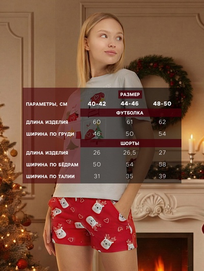 Пижама женская (футболка и шорты) KAFTAN «Мишки» размер 52-54