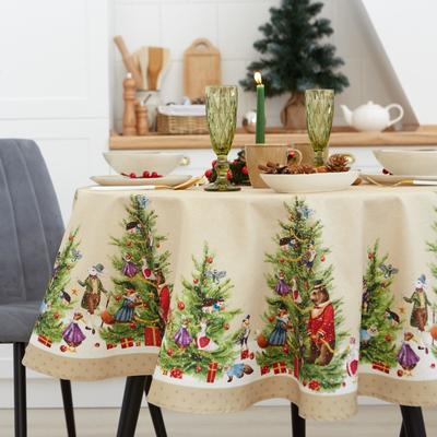 Скатерть новогодняя «Этель» Noble Christmas, d=220±3 см с ГМВО, 100% хлопок, саржа 190 г/м²