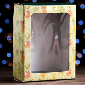 Коробка подарочная, крышка-дно, с окном "Новогодние чудеса", 18 х 15 х 5 см