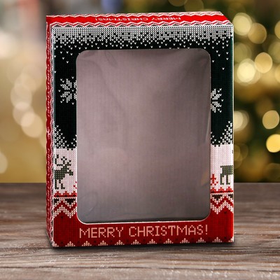 Коробка подарочная, крышка-дно, с окном "Скандинавия", 18 х 15 х 5 см.