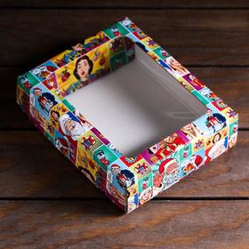 Коробка подарочная, крышка-дно, с окном "Pop-art поздравления", 18 х 15 х 5 см