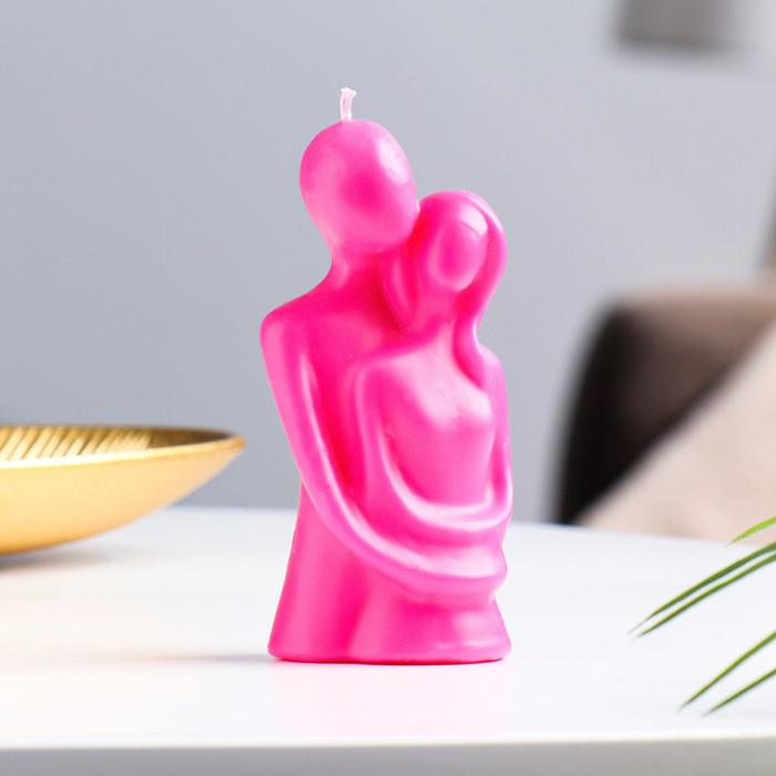Свеча декоративная «Влюблённые», 12 см, розовая
