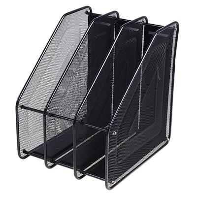 УЦЕНКА Лоток вертикальный для бумаг, с 3 отделами, в сетку, черный