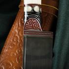 Нож Пчак Шархон - кость, ёрма сапожок "Мехенди" гарда олово, гравировка с садафом, 17 см - Фото 2