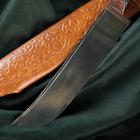 Нож Пчак Шархон - кость, ёрма сапожок "Мехенди" гарда олово, гравировка с садафом, 17 см - Фото 4
