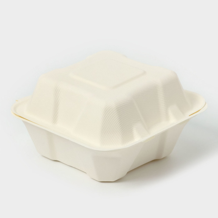 Ланч - бокс, коробка для бенто-торта и бургера, 450 мл, 15,2×15,4×8,8 см, сахарный тростник - фото 1910226567
