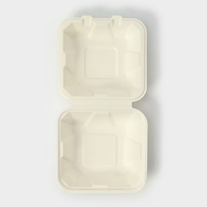Ланч - бокс, коробка для бенто-торта и бургера, 450 мл, 15,2×15,4×8,8 см, сахарный тростник - фото 1927752737