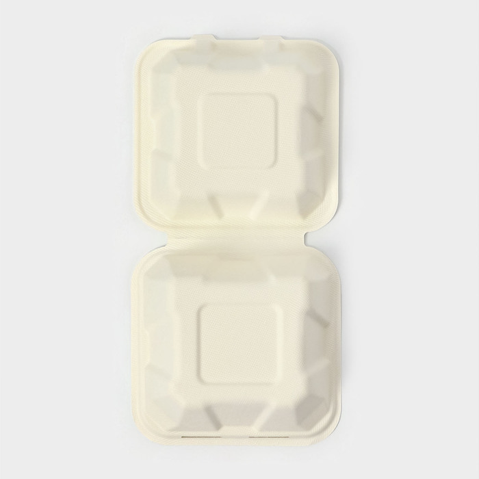Ланч - бокс, коробка для бенто - торта и бургера, 450 мл, 15,2×15,4×8,8 см, сахарный тростник - фото 1895548257