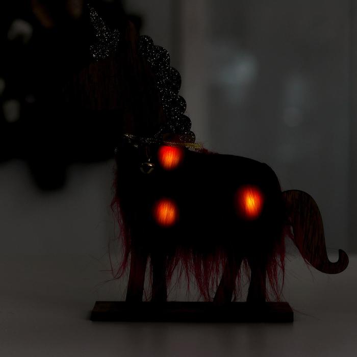 Новогодний декор с подсветкой «Единорог с колокольчиком» 21.5×5×23 см, красный - фото 1907292638