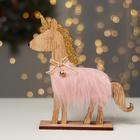 Новогодний декор с подсветкой «Единорог с колокольчиком» 21.5×5×23 см, розовый - фото 6467234