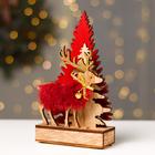 Новогодний декор с подсветкой «Ёлочки и олень с колокольчиком» 6×4×23 см, красный - фото 2954762