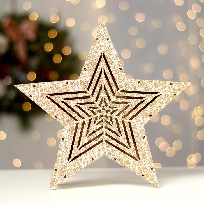 Новогодний декор с подсветкой «Звёздочка узорная» 26×5×25 см - фото 1907292686
